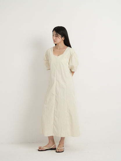 square neck puff dress