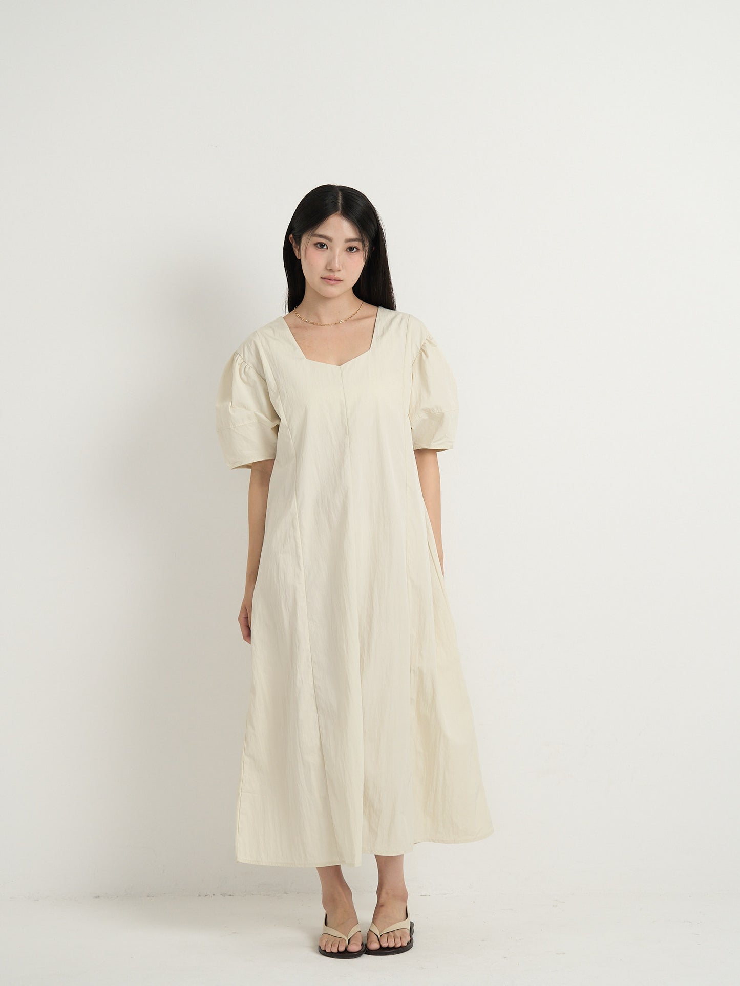 square neck puff dress