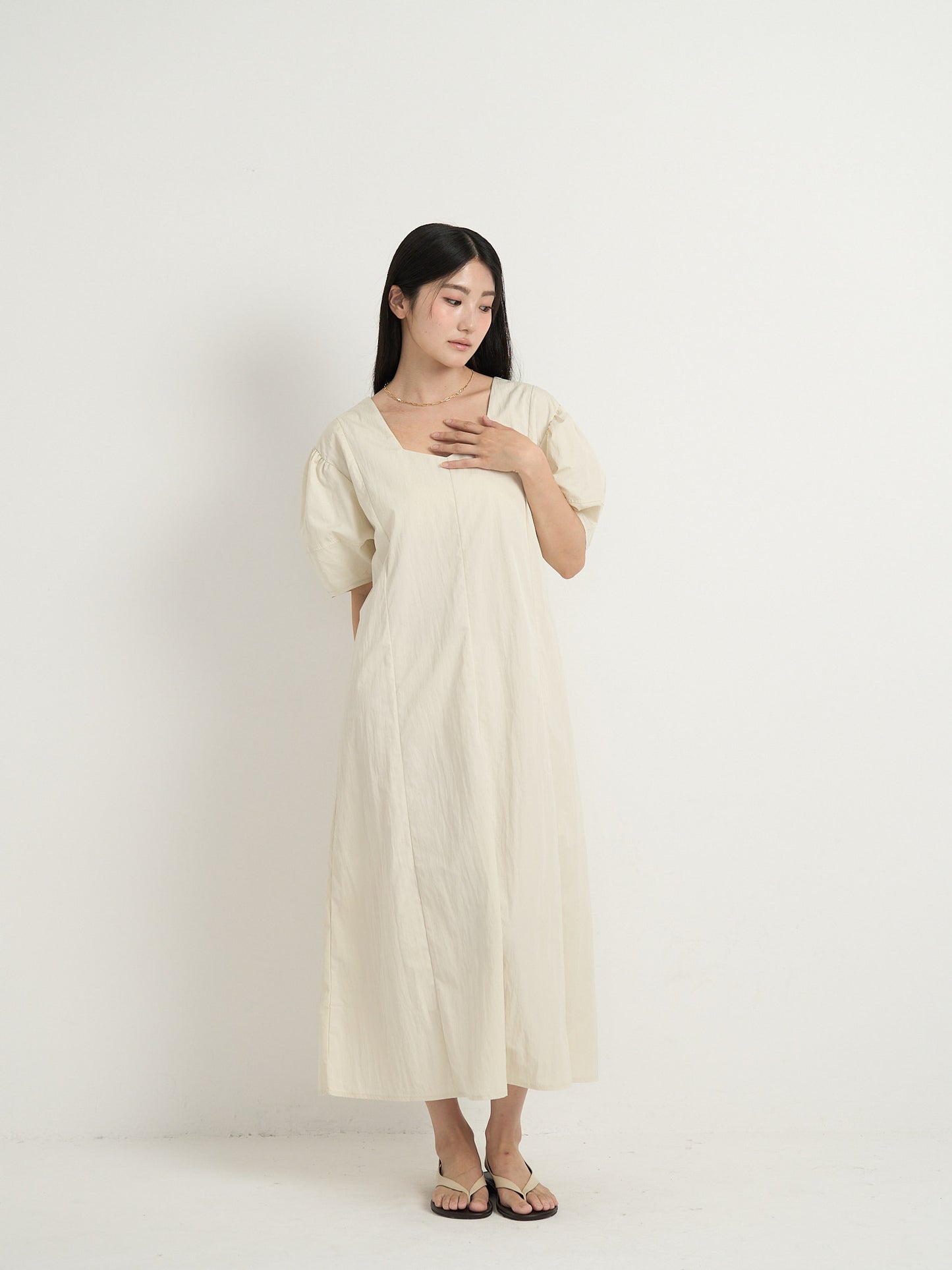 square neck puff dress
