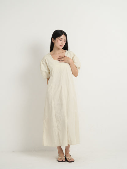 square neck puff dress