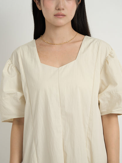 square neck puff dress