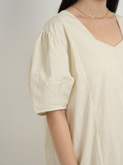 square neck puff dress