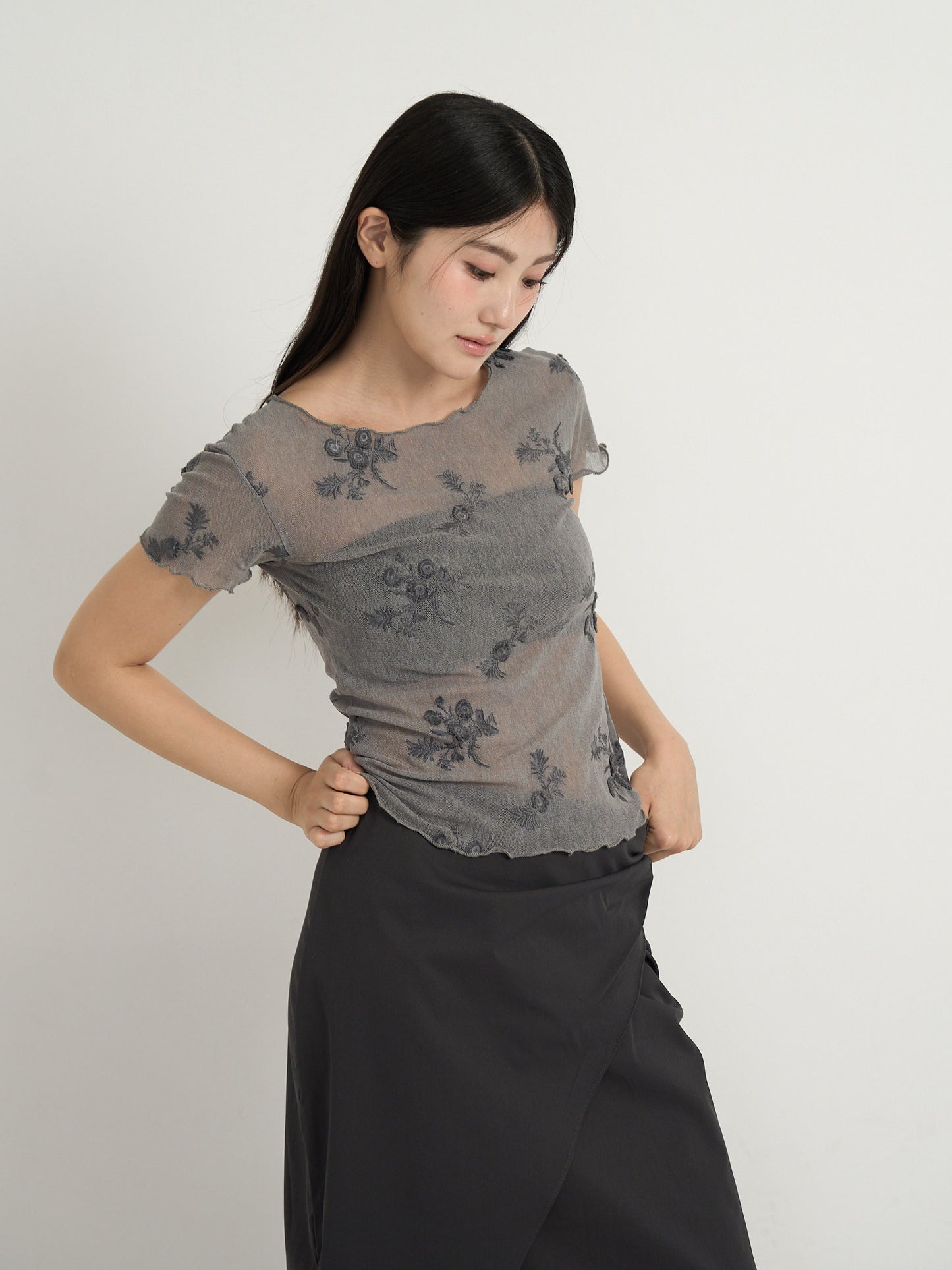flower sheer tops