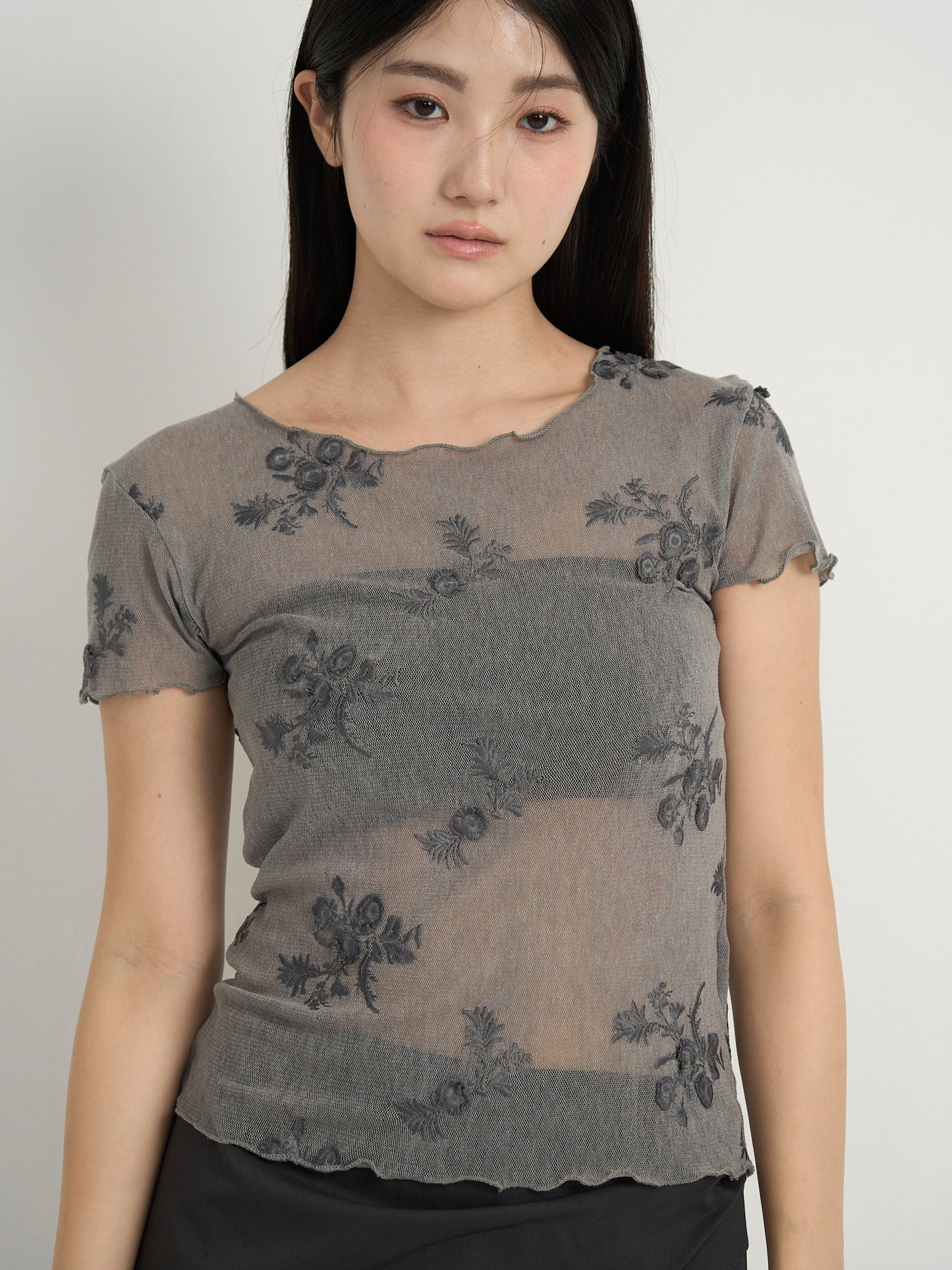 flower sheer tops