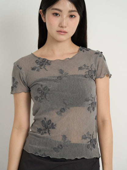 flower sheer tops