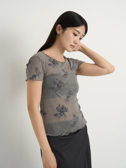 flower sheer tops