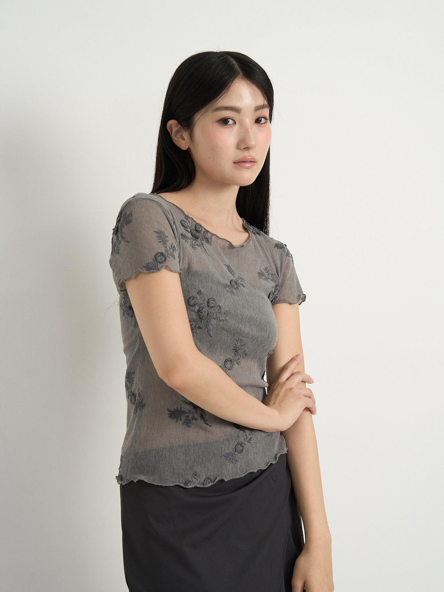 flower sheer tops