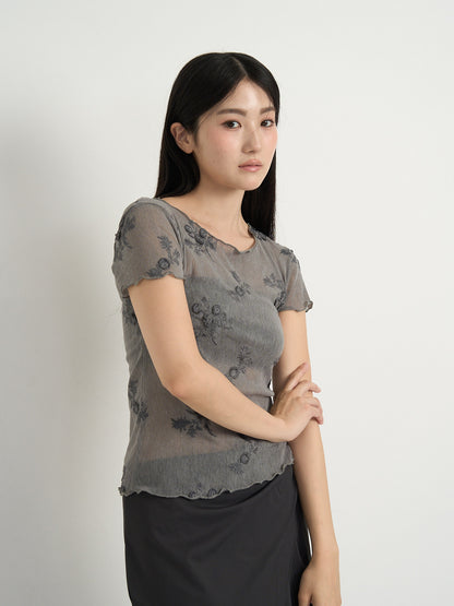 flower sheer tops