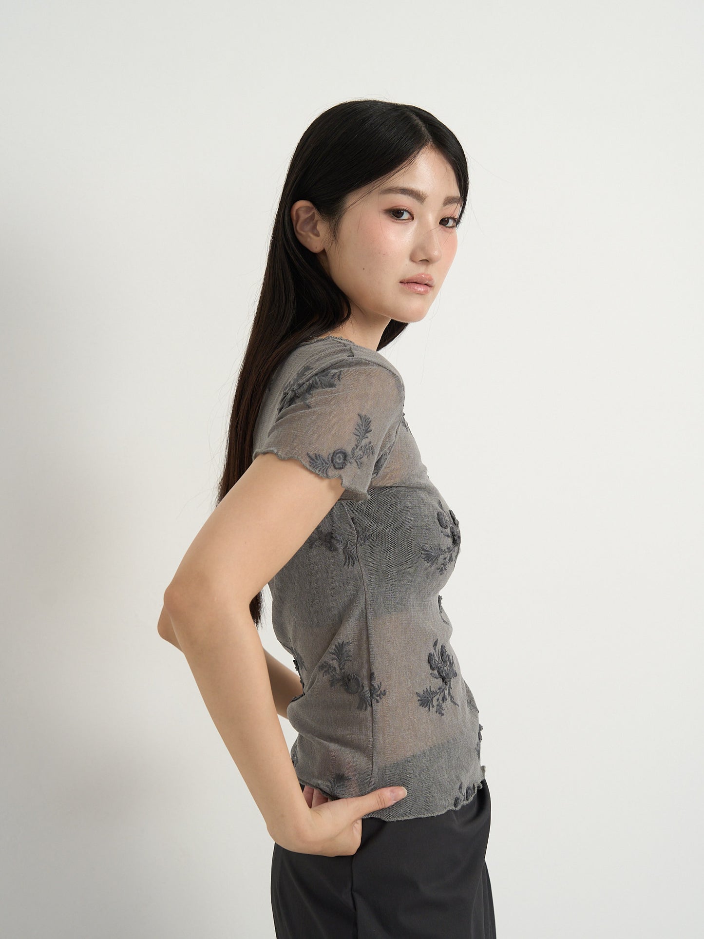 flower sheer tops