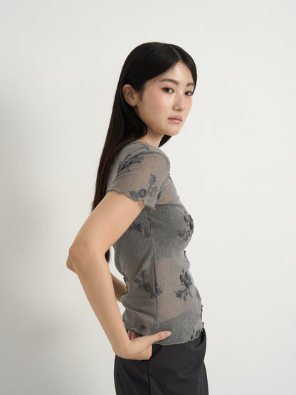 flower sheer tops