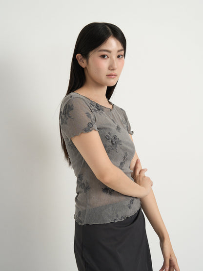 flower sheer tops