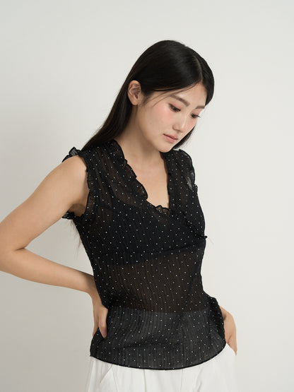 dot sleeveless blouse