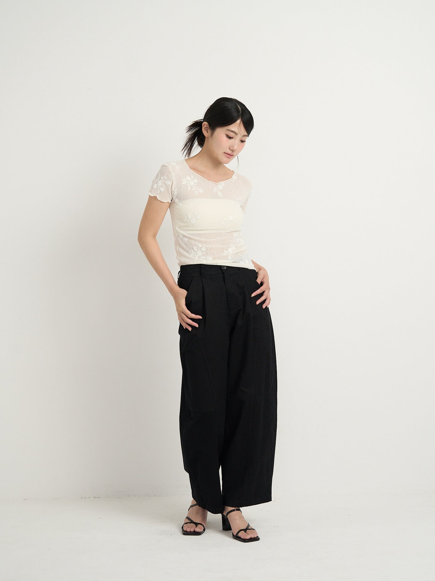 flower sheer tops