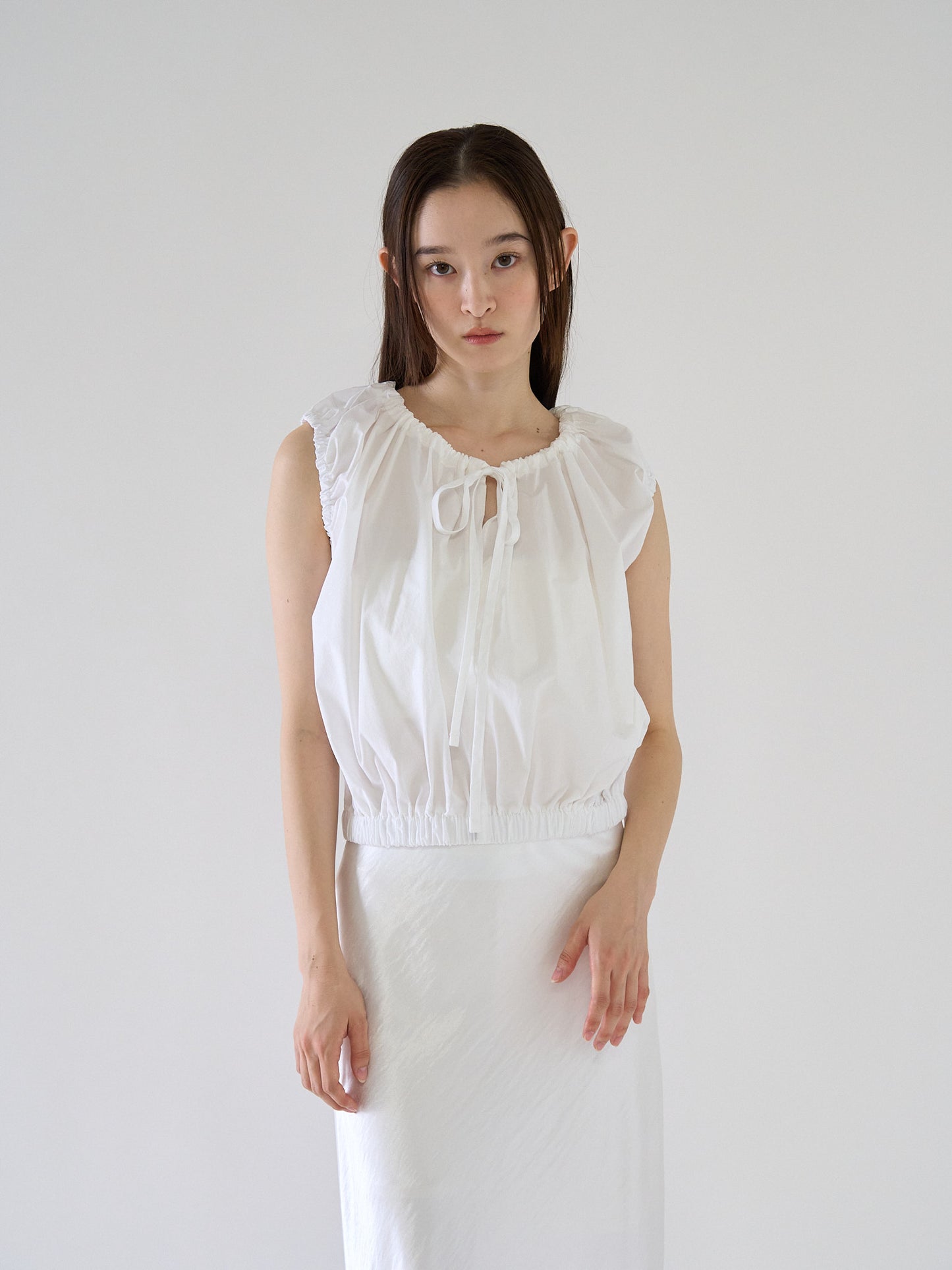 shirring sleeveless blouse