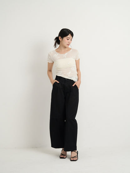 flower sheer tops