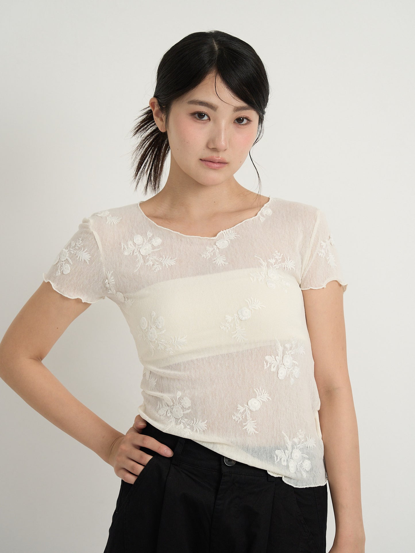 flower sheer tops