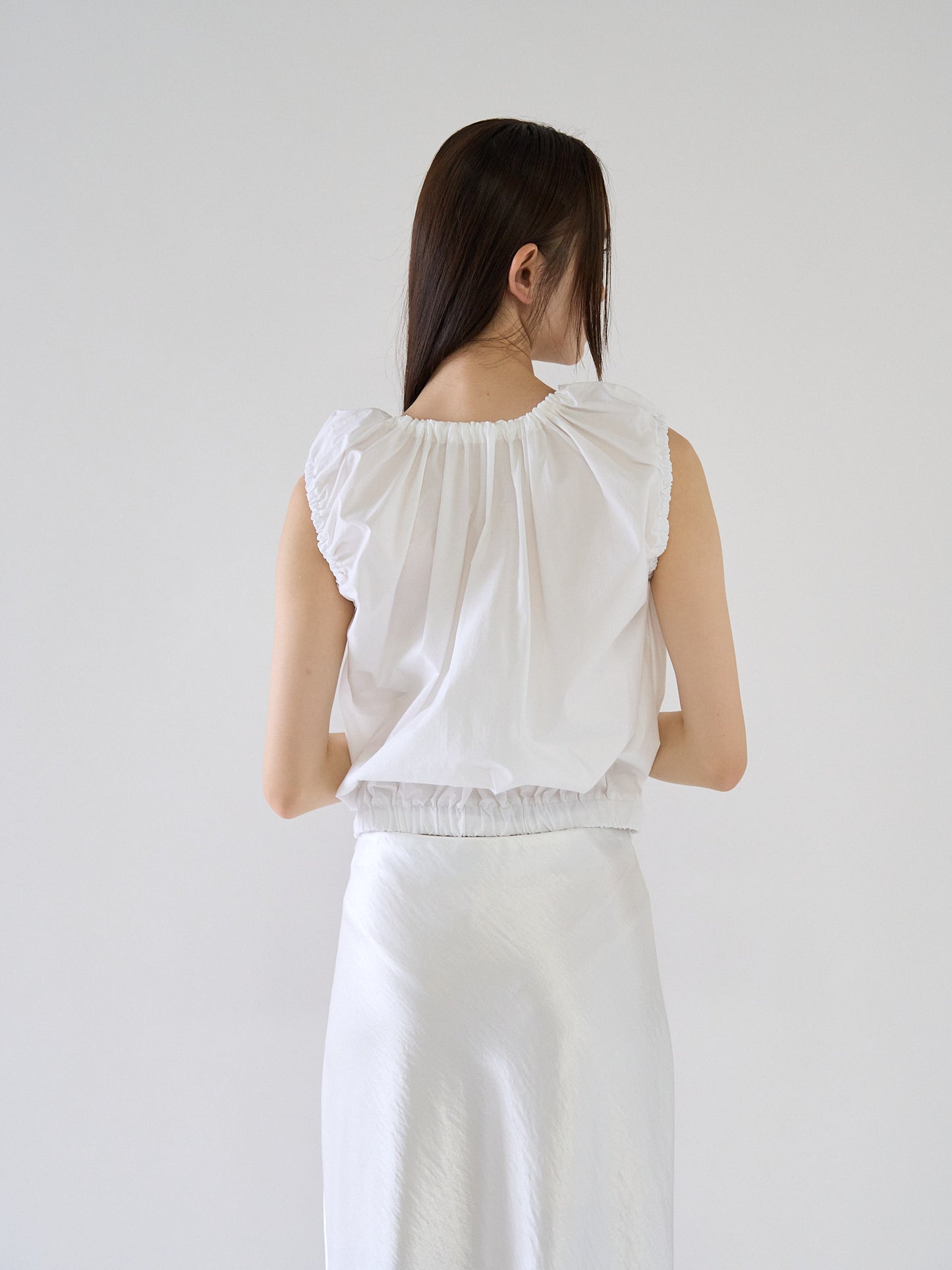 shirring sleeveless blouse