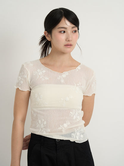 flower sheer tops