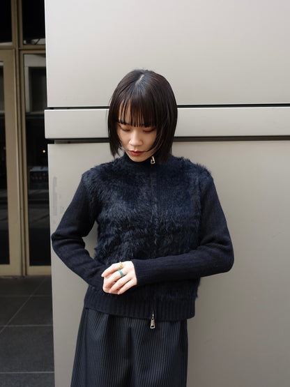 fuzzy half-zip knit