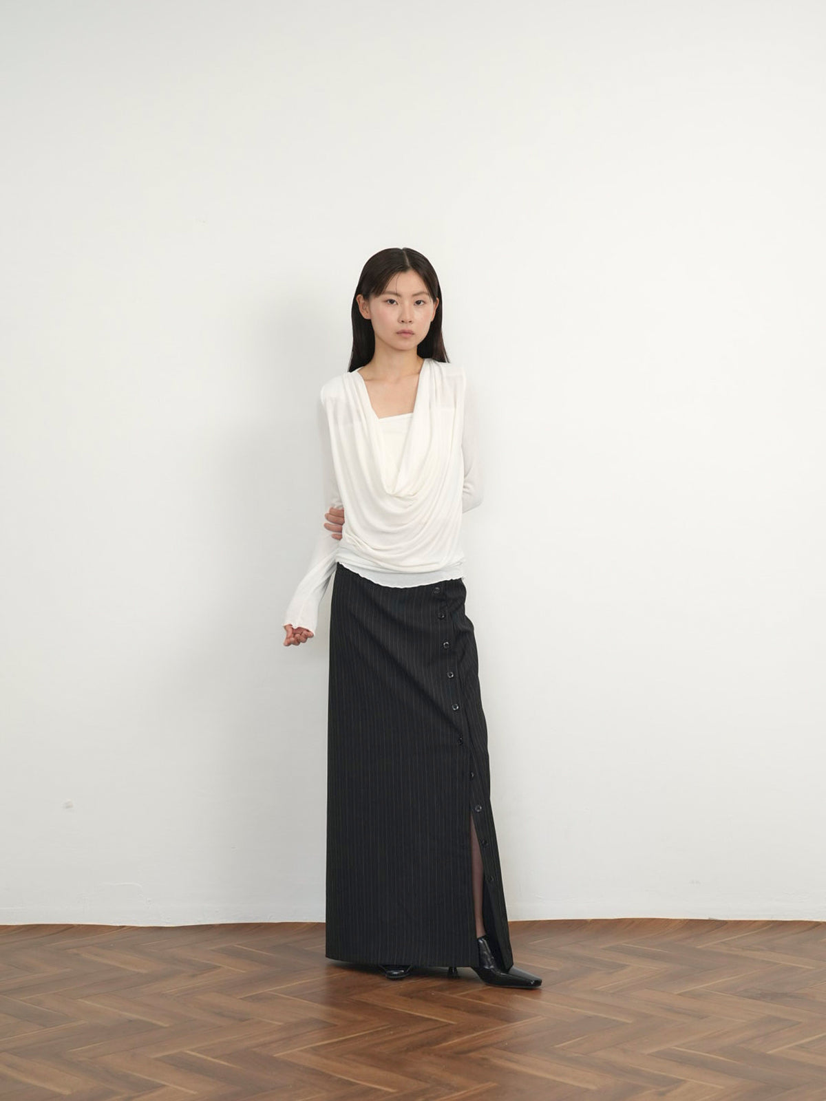 pinstripe long skirt