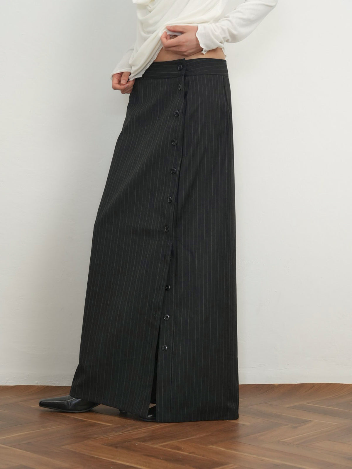 pinstripe long skirt