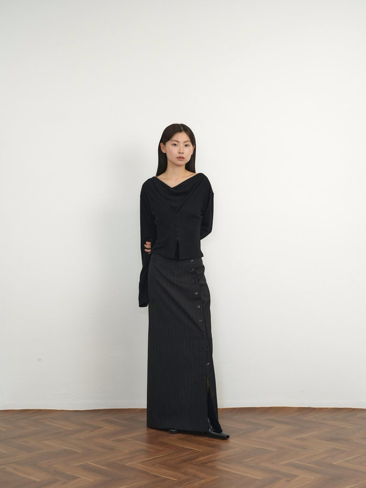 pinstripe long skirt