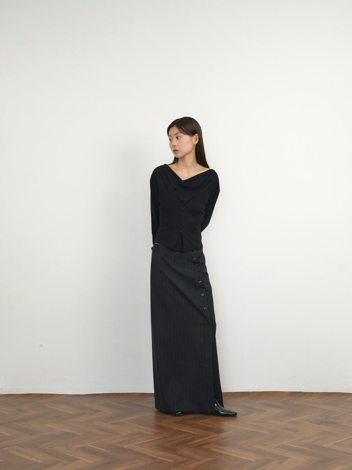 pinstripe long skirt