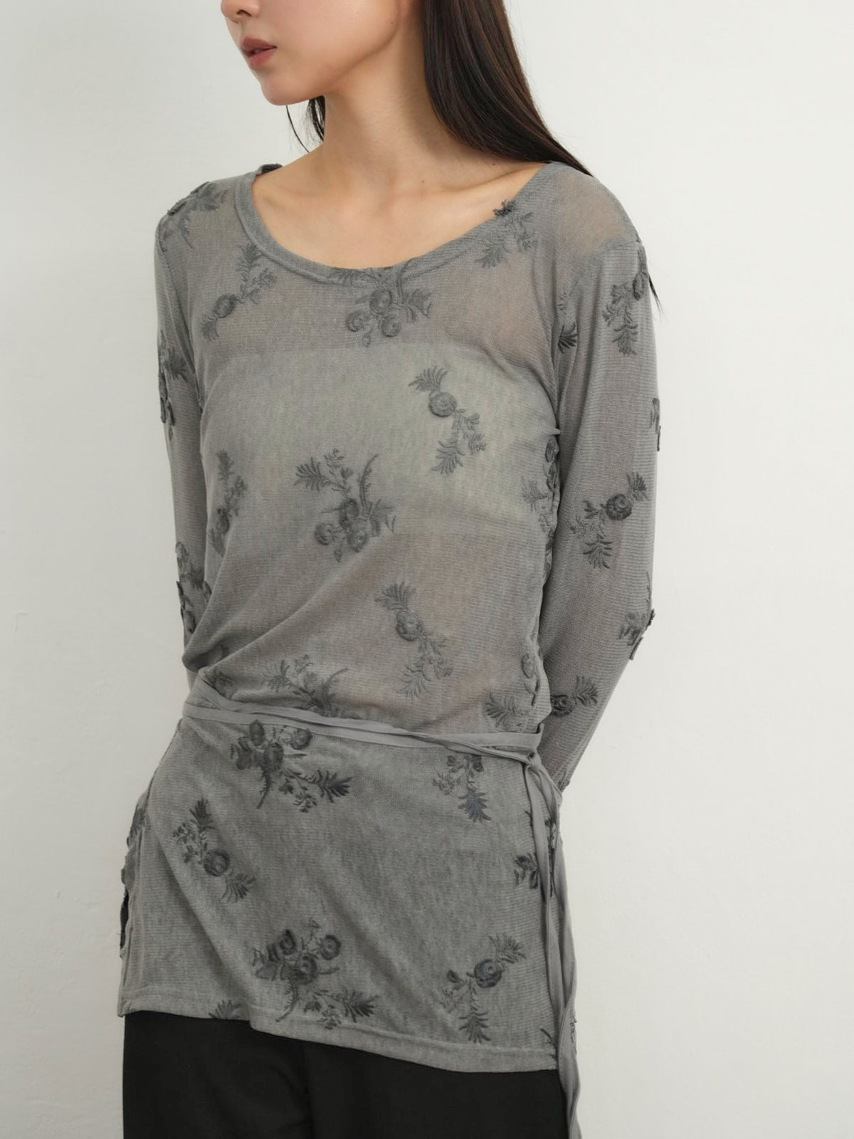 flower sheer long sleeve
