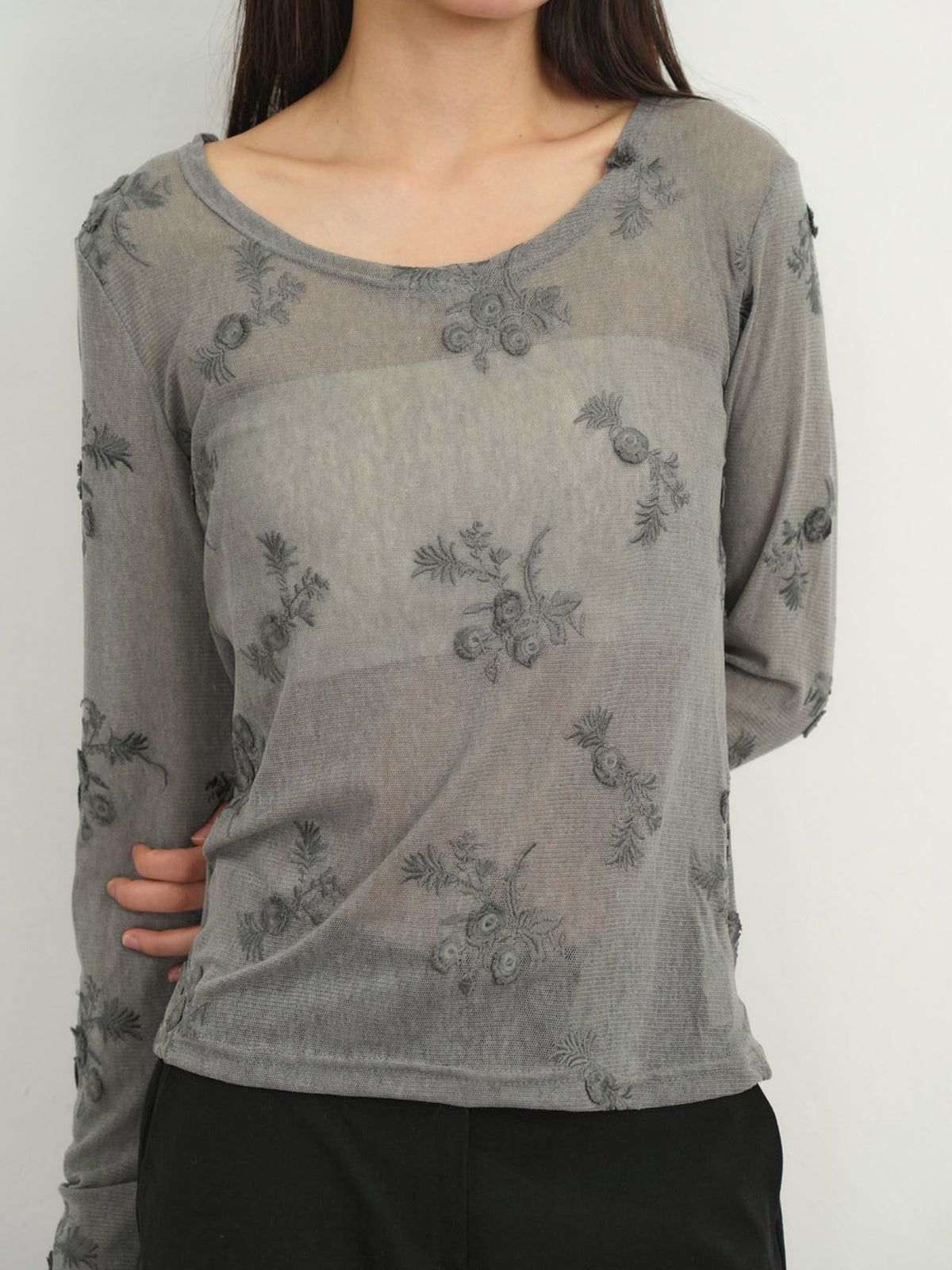 flower sheer long sleeve