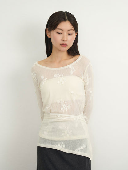 flower sheer long sleeve