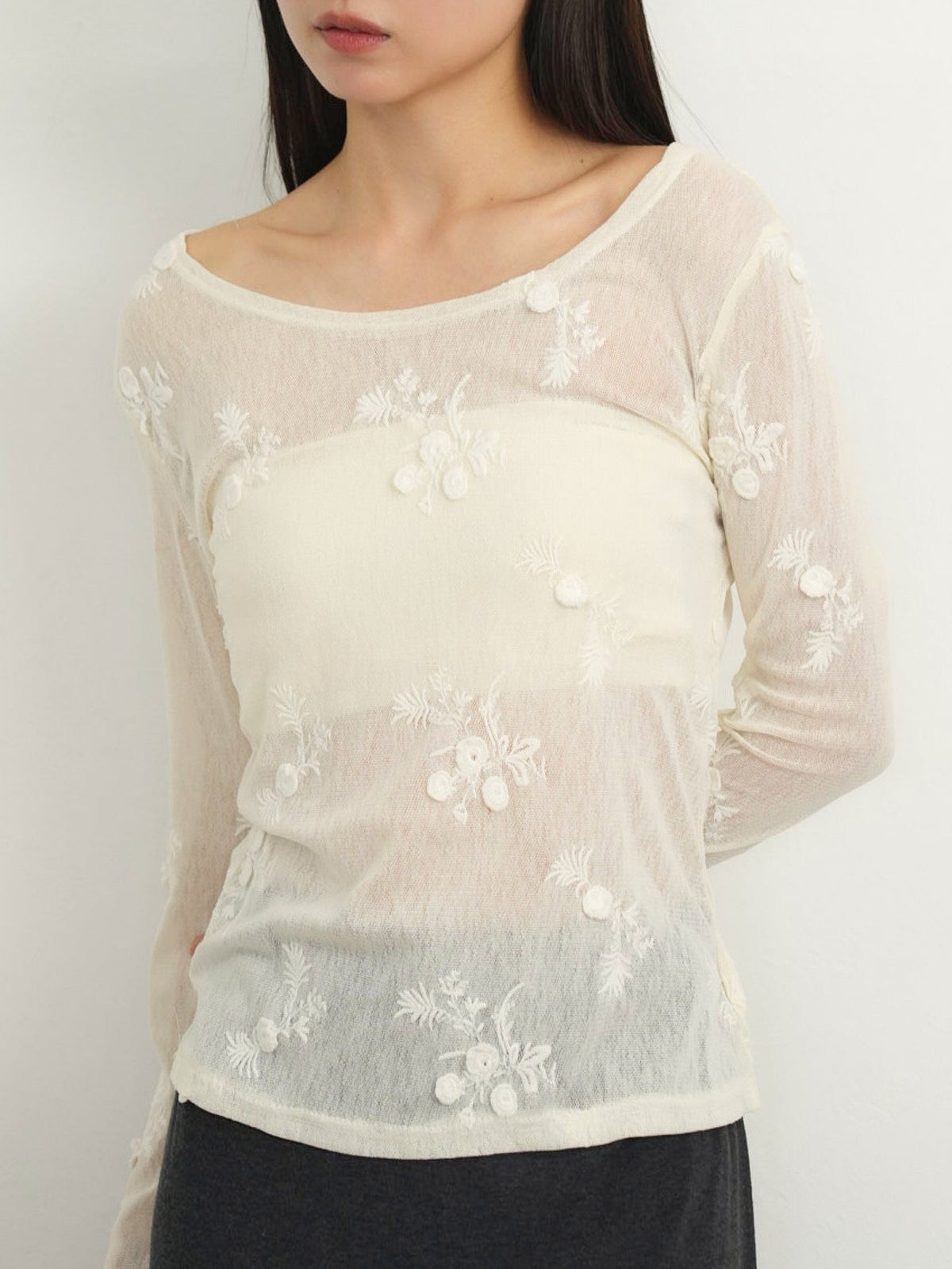 flower sheer long sleeve