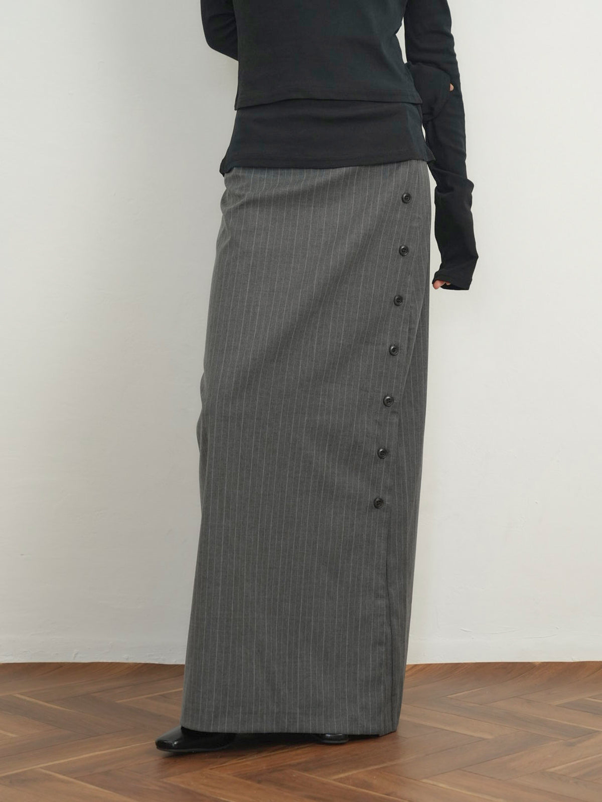 pinstripe long skirt