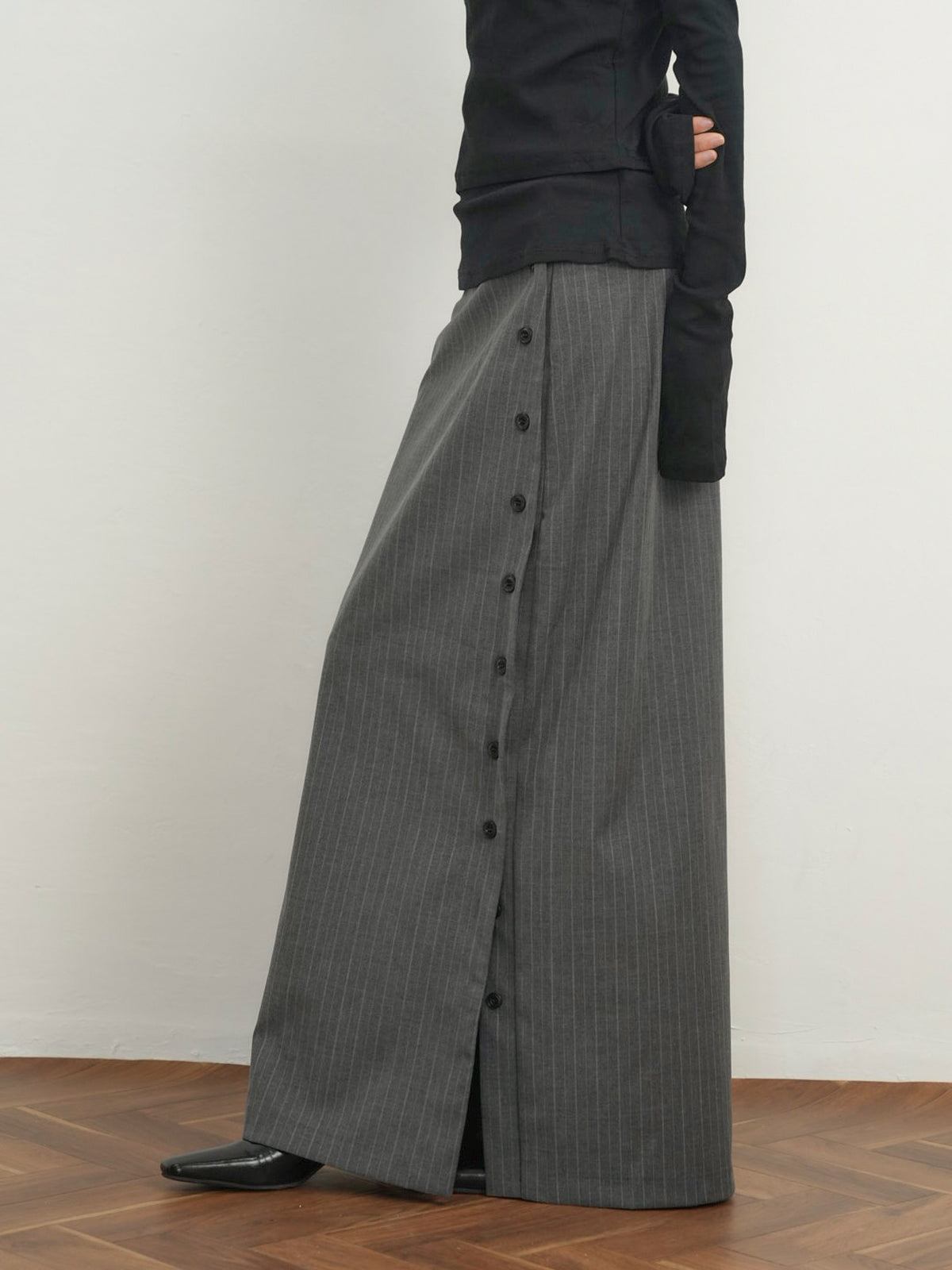 pinstripe long skirt