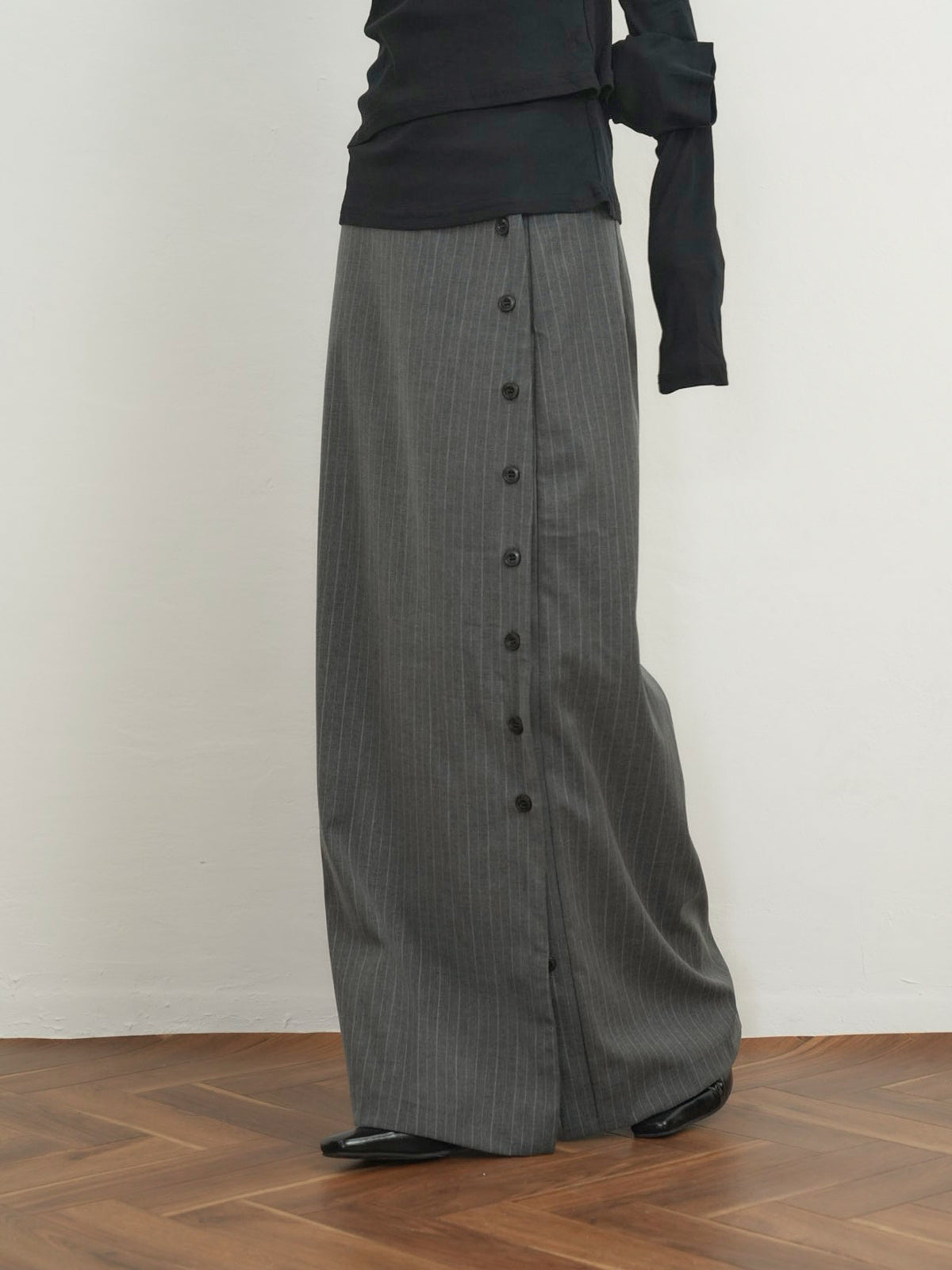 pinstripe long skirt