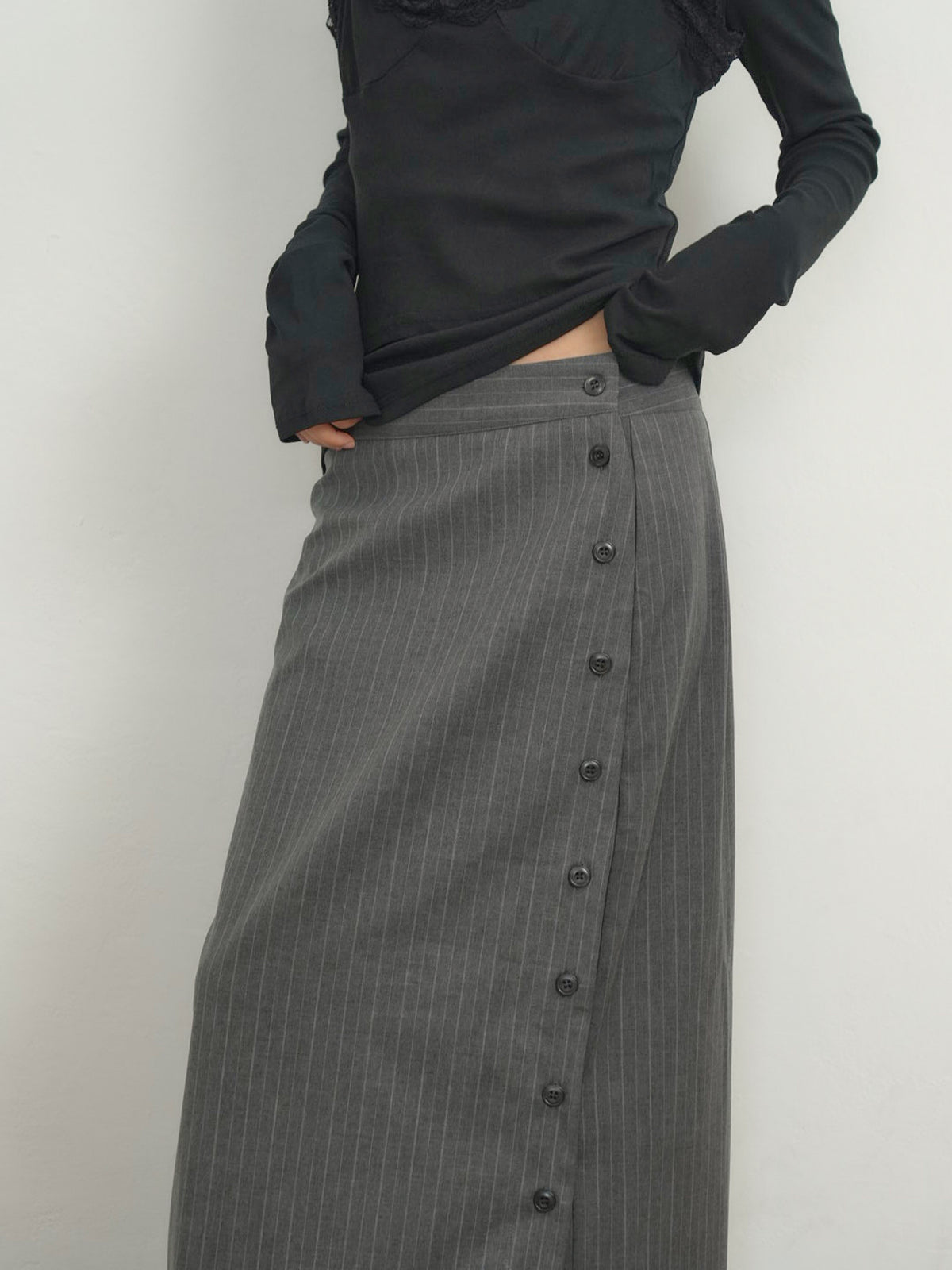 pinstripe long skirt