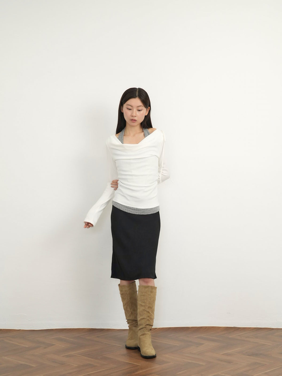 dot halter layered tops