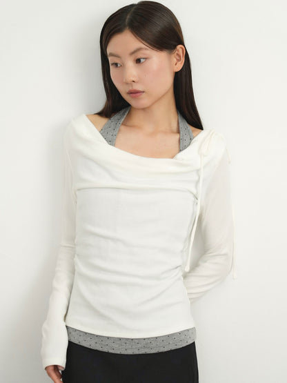 dot halter layered tops