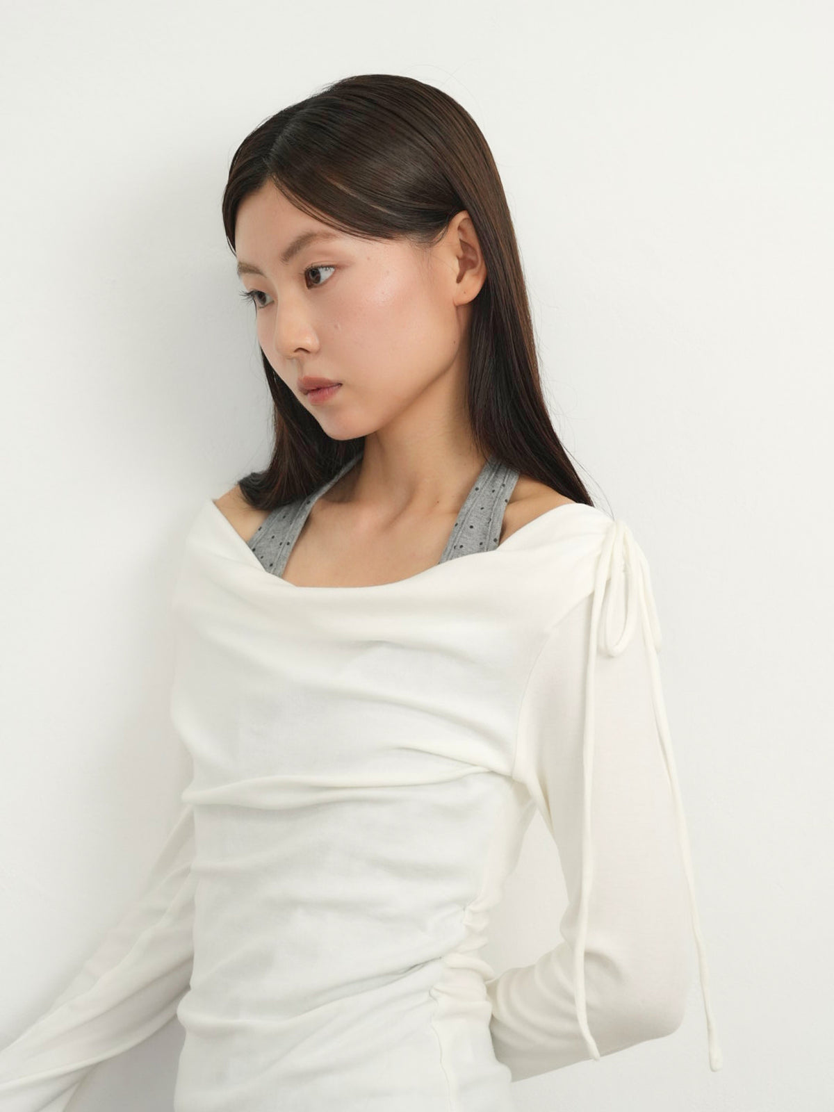 dot halter layered tops