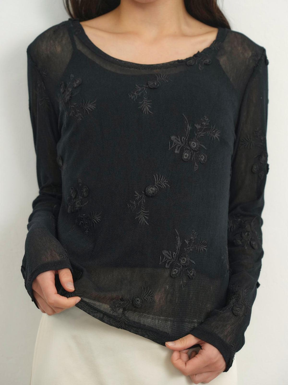 flower sheer long sleeve