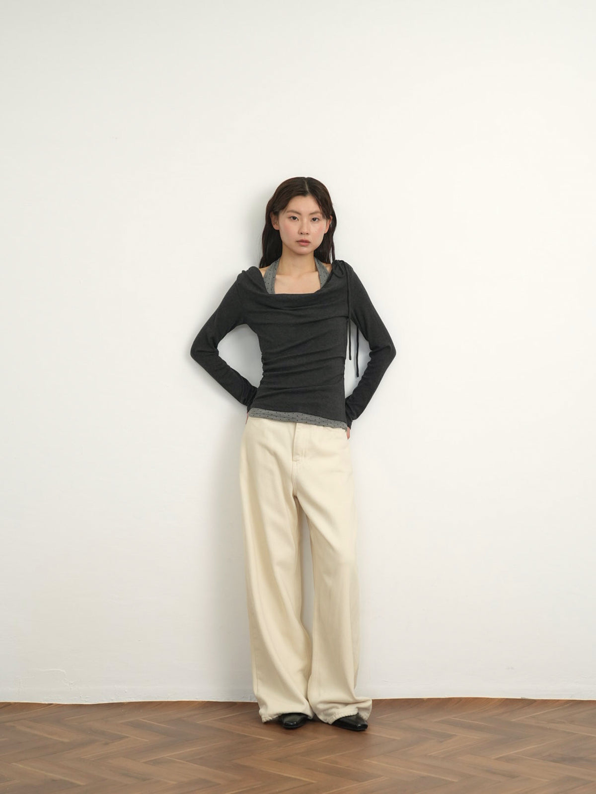dot halter layered tops