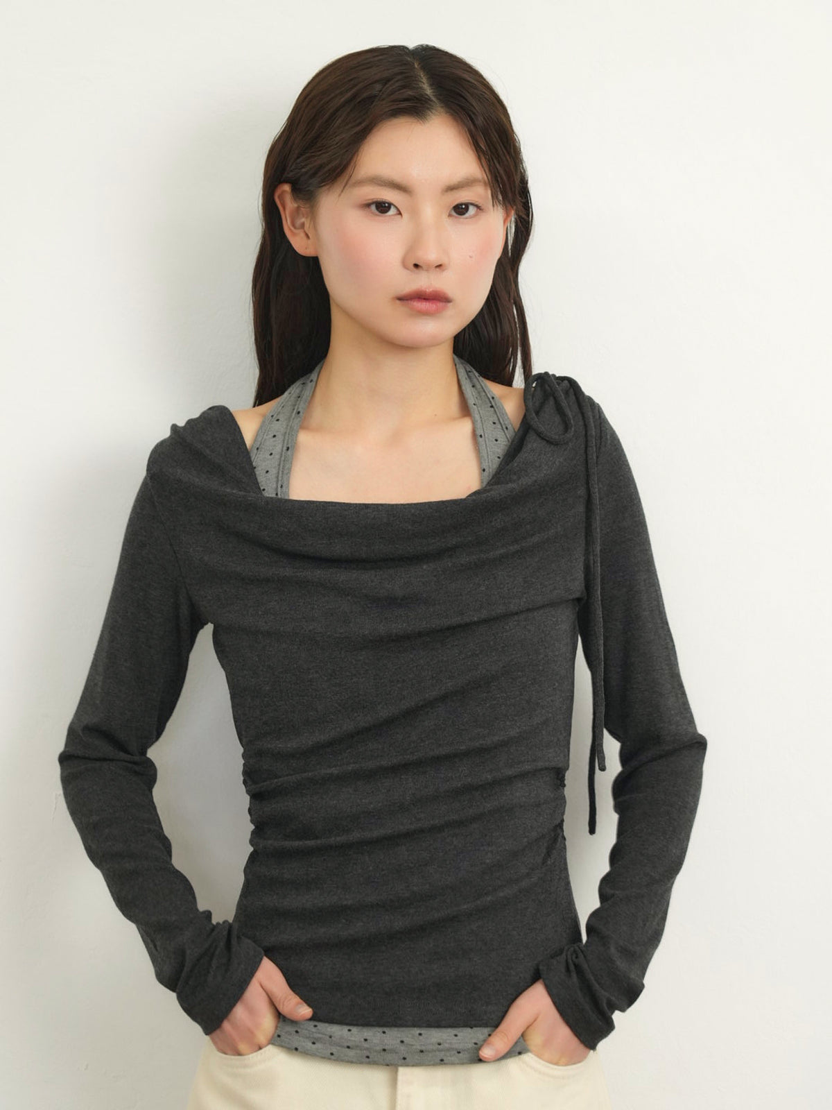 dot halter layered tops