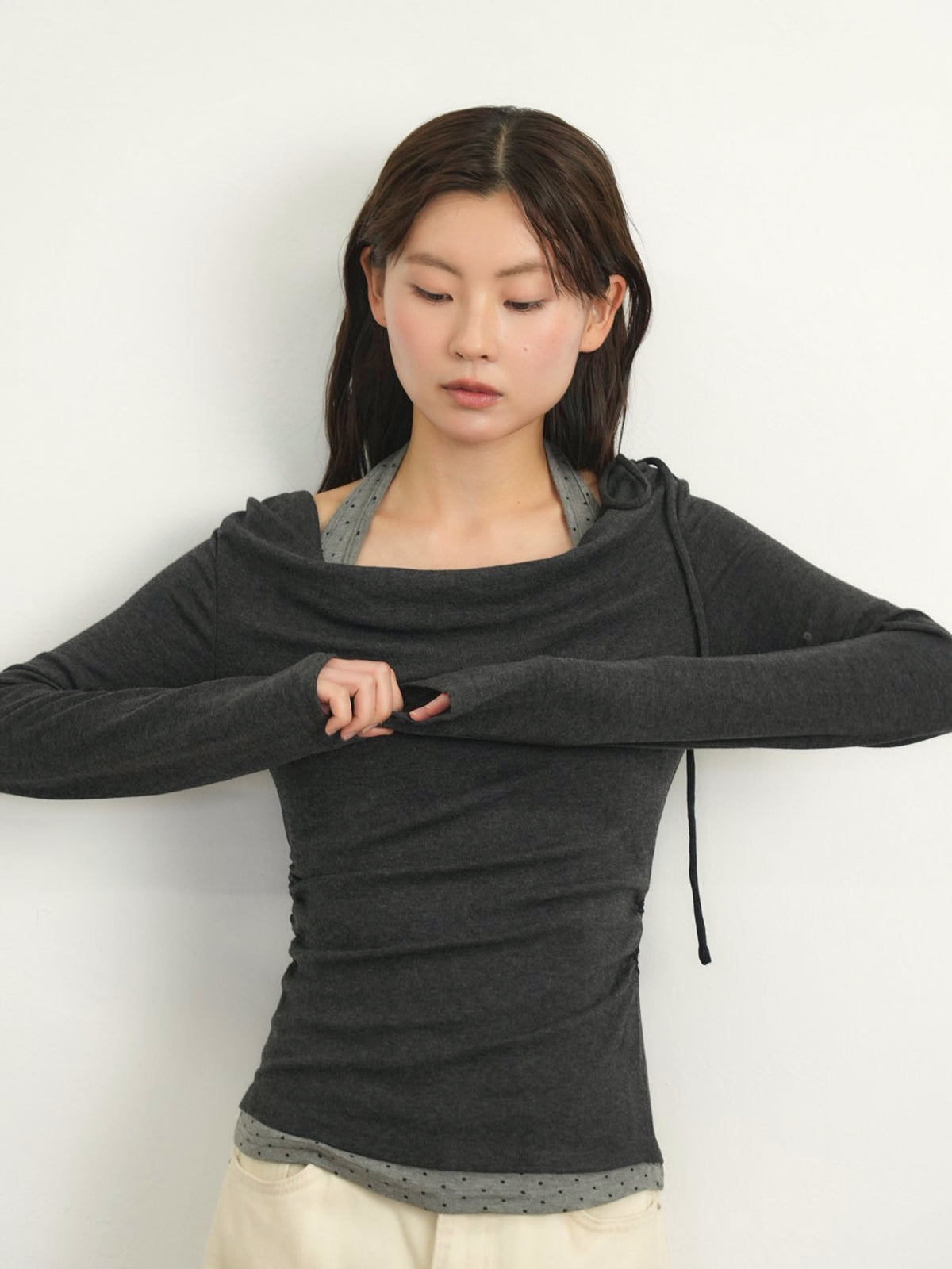 dot halter layered tops
