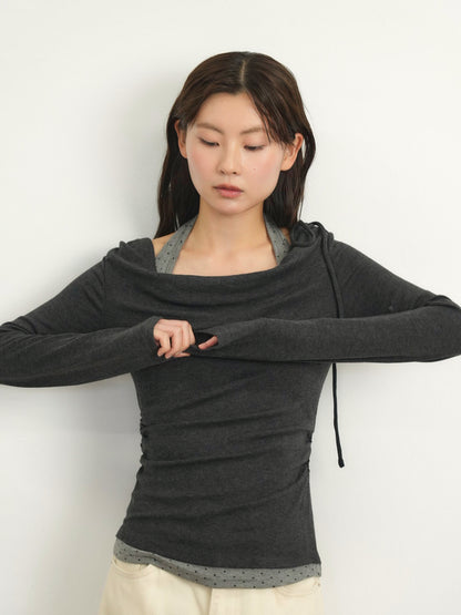 dot halter layered tops