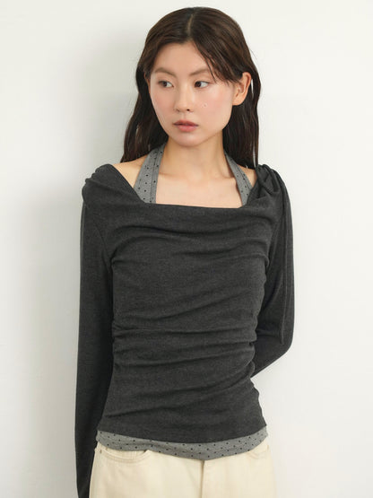 dot halter layered tops