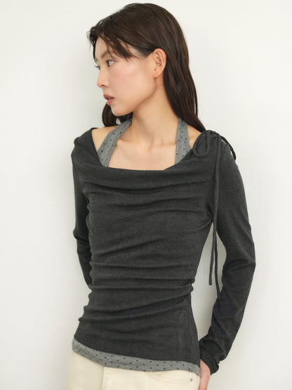 dot halter layered tops