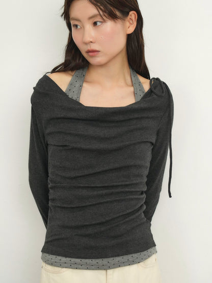 dot halter layered tops
