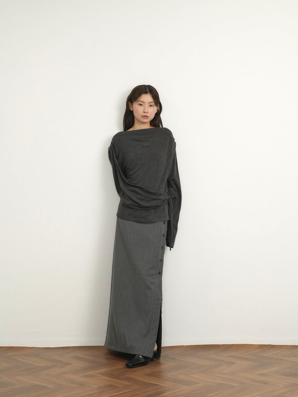 pinstripe long skirt