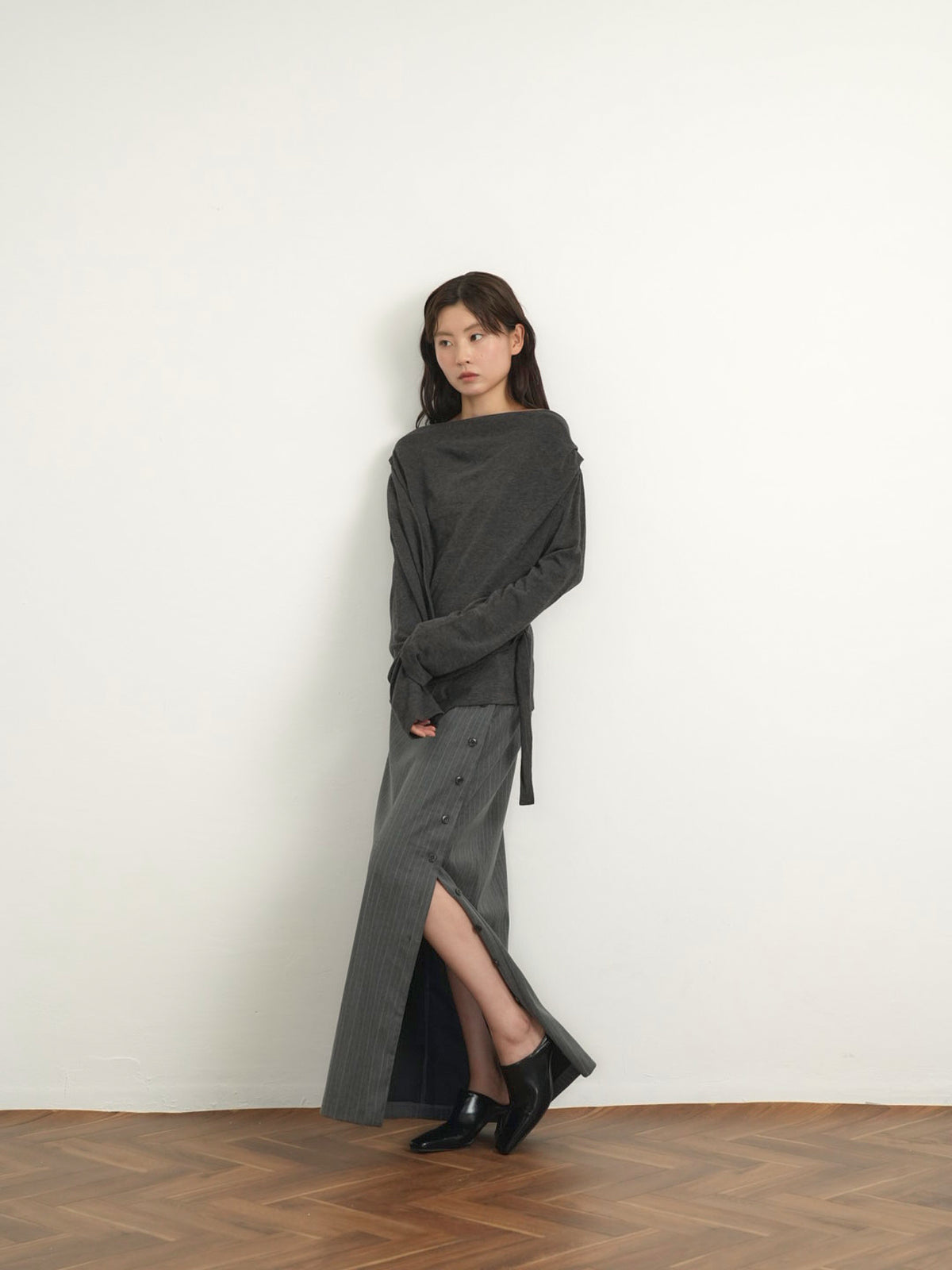 pinstripe long skirt