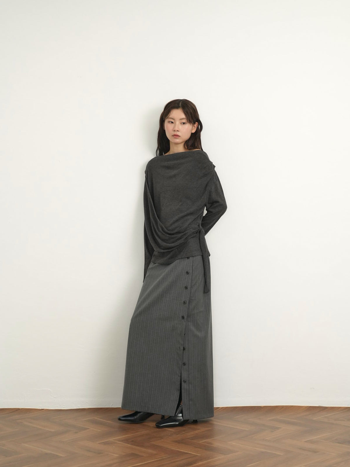pinstripe long skirt