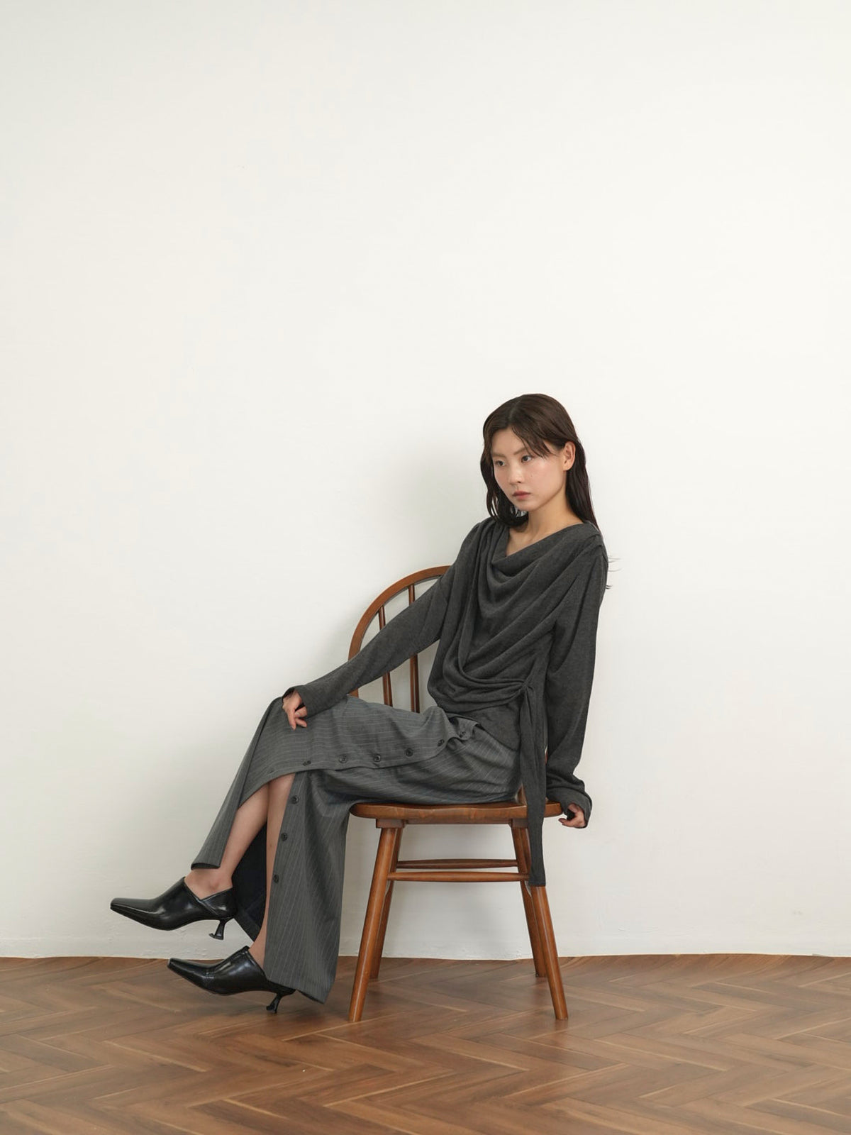 pinstripe long skirt